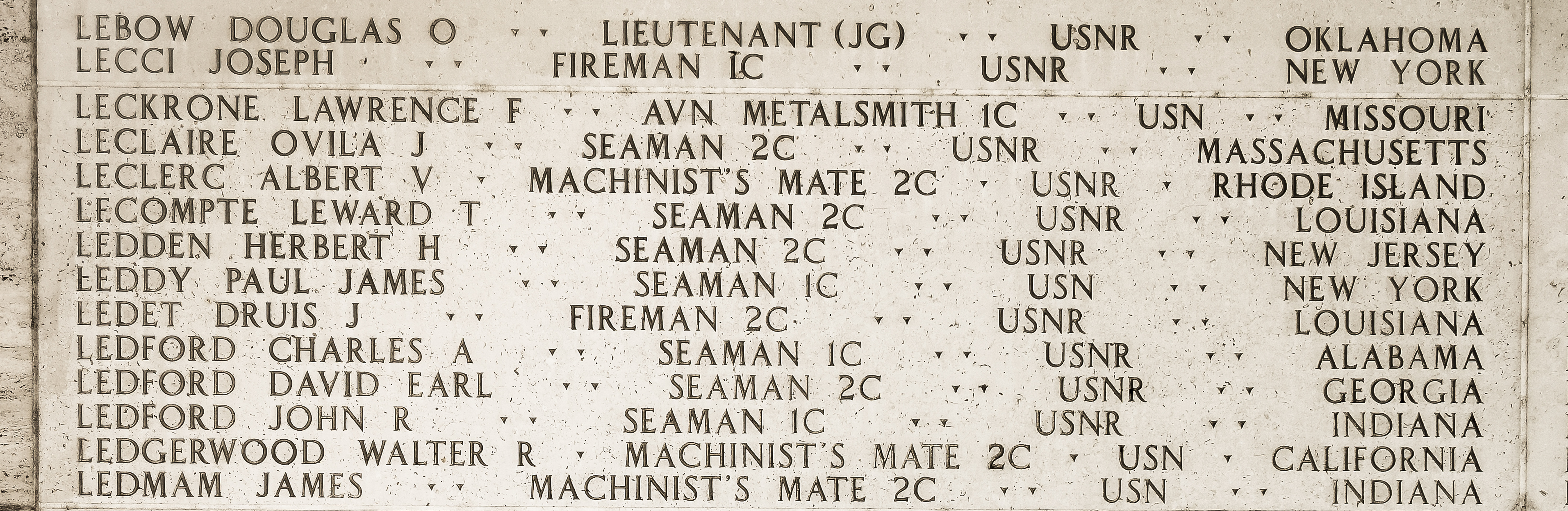 Lawrence F. Leckrone, Aviation Metalsmith First Class